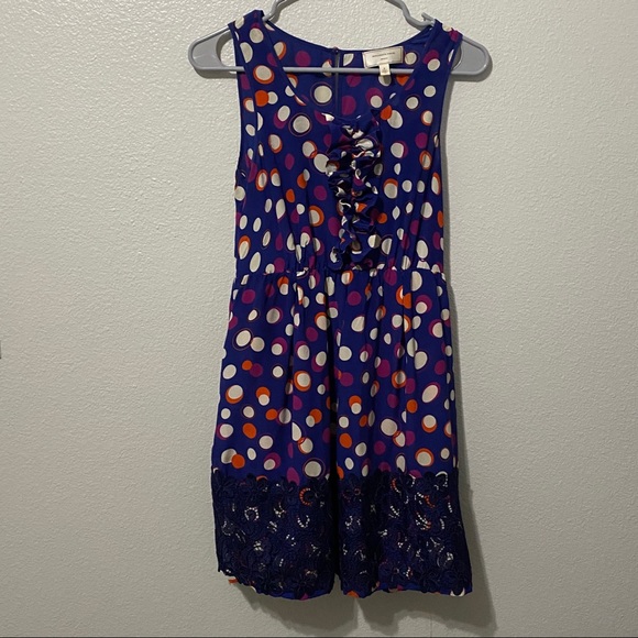 Anthropologie Color-Drenched Polka Dot Silk Dress - Picture 2 of 9